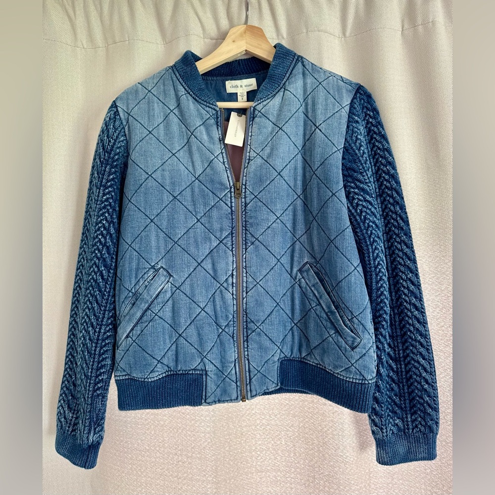 Anthropologie: Cloth & Stone Chambray Bomber Jacket